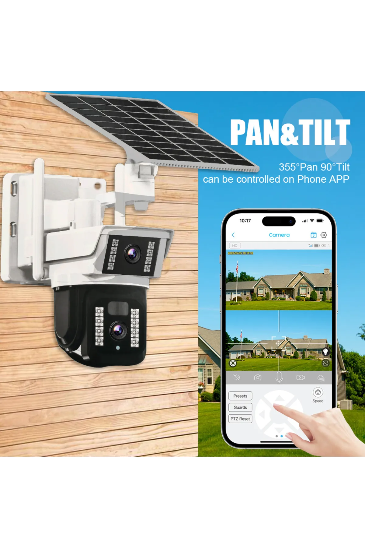 33Ai ull HD Wifi Solar Güneş panelli Kablosuz Alarmlı Bildirim gönderen Güvenlik kamerası